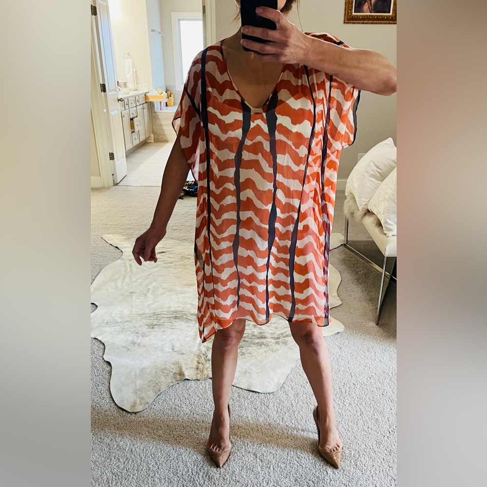 Susana Monaco Orange and White Striped Dress